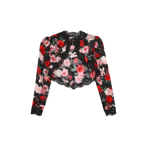 Victoria's Secret Atelier Victoria's Secret Noir Burnout Satin & Lace Trim/BF Pajama Top Women's Black Floral