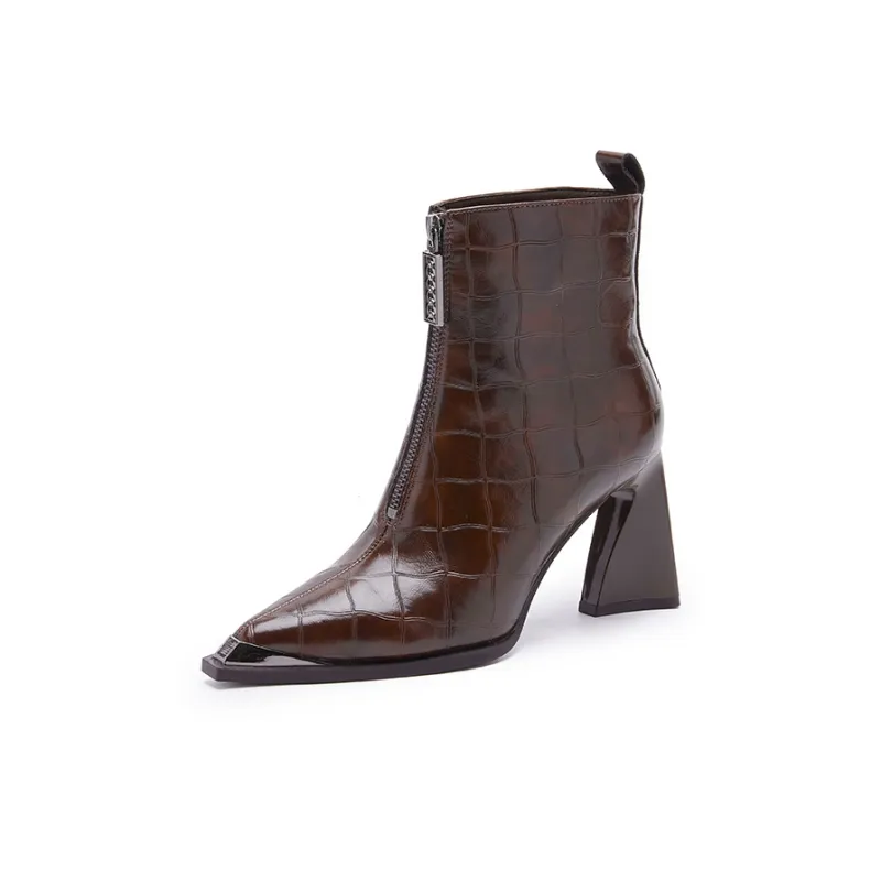 FESOUNE Ankle Boots Women's Black/Brown/Angora Red-2