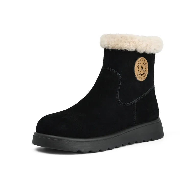 AOKANG Warm Slip Resistant Short Snow Boots Women's Black-0