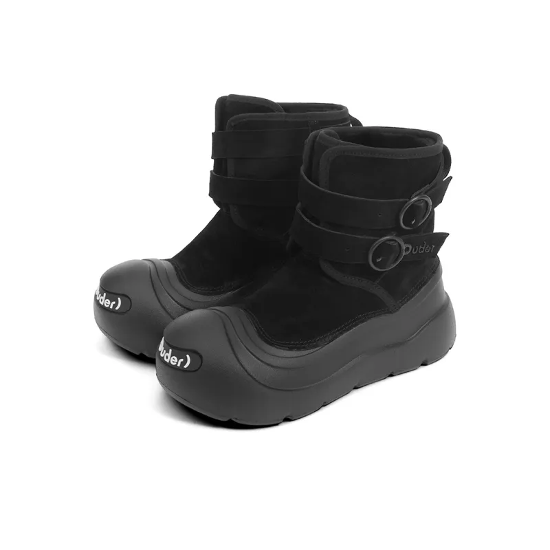 Ouder Snower Open Ended Smiley Collection Warm And Wear Resistant Crew Snow Boots Women's Black-2
