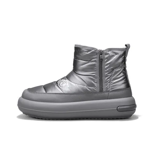HUANQIU Short Mid Calf Snow Boots Men's Silver