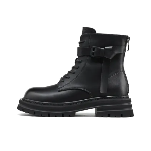 FAIRWHALE Ankle Boots Women's Pure Black Apricot