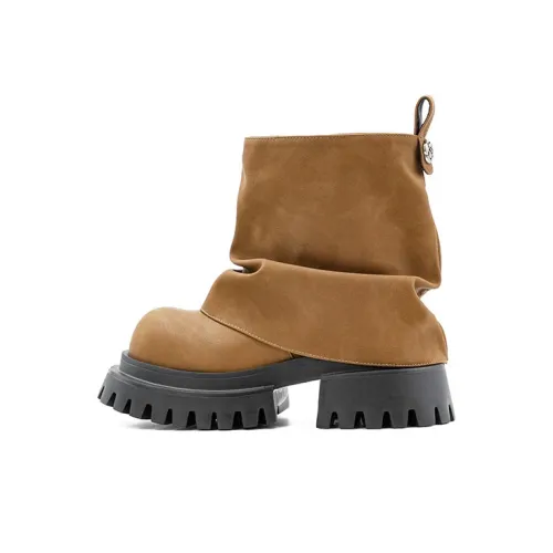 Little Sue Unique Design Trendy Fashion Versatile Petite Slimming Bootcut Big Head Stack Ankle Boots Women
s