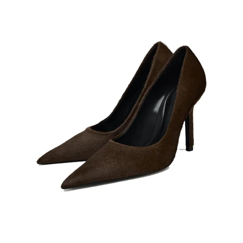 ZARA Slim Heel High Heels Women's Brown-2