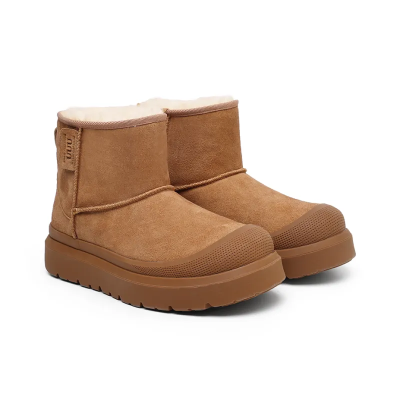 Angelmi Warm And Wear Resistant Short Snow Boots Unisex Camel-2