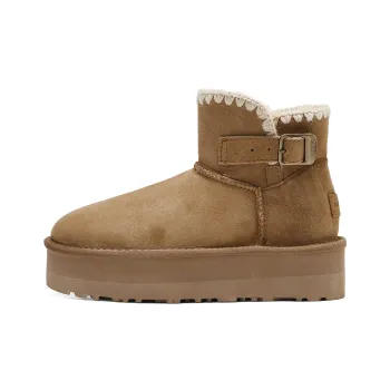 BOSSSUNWEN Short Snow Boots Women's Chestnut
