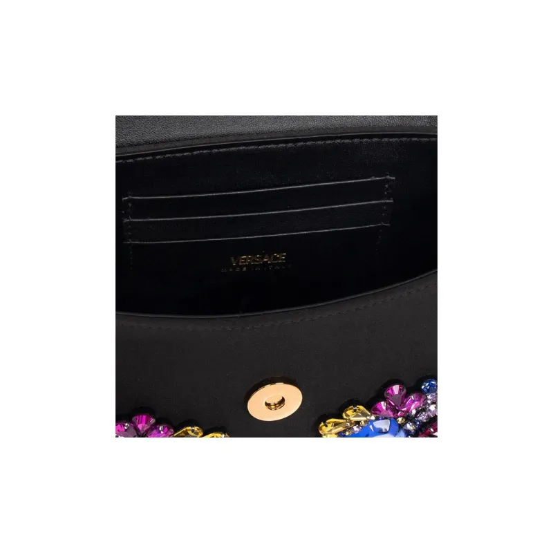 VERSACE La Medusa Leather Shoulder Bag Crossbody Bag Handbag Extra Mini Women's Black-3