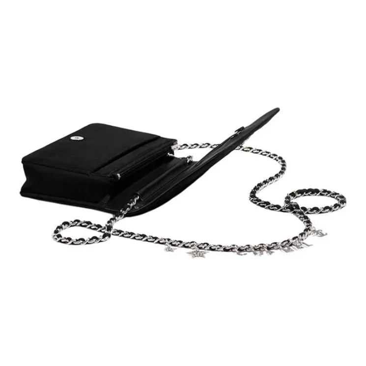 CHANEL Suede Shoulder Bag, Crossbody Bag, Handbag Women's Black-3