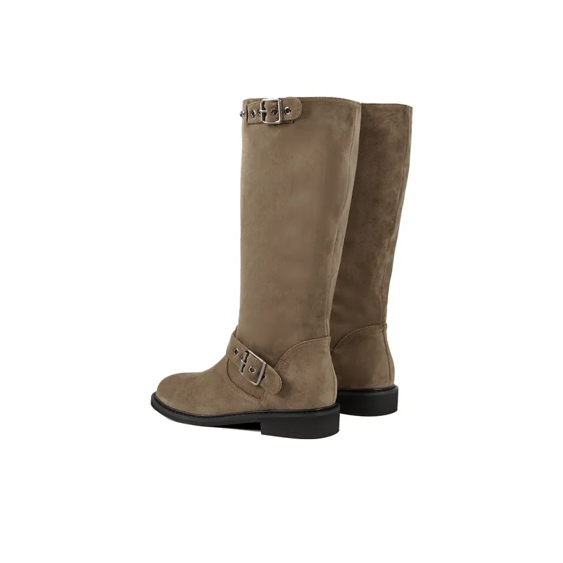 PT'SON Knee high Boots Women's Khaki-2