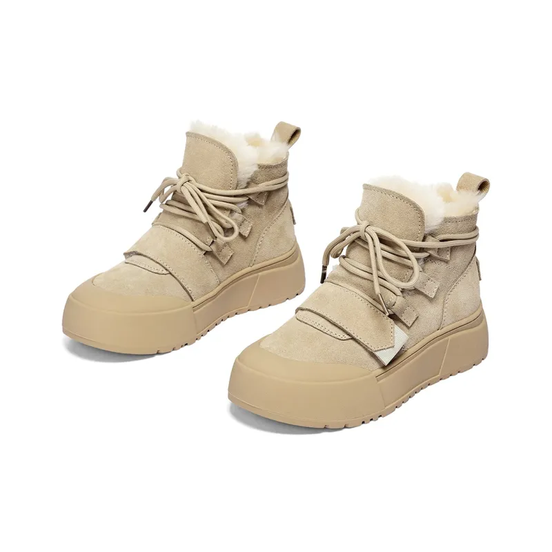 C°BANNER Short Mid Calf Snow Boots Women's Beige Yellow-3