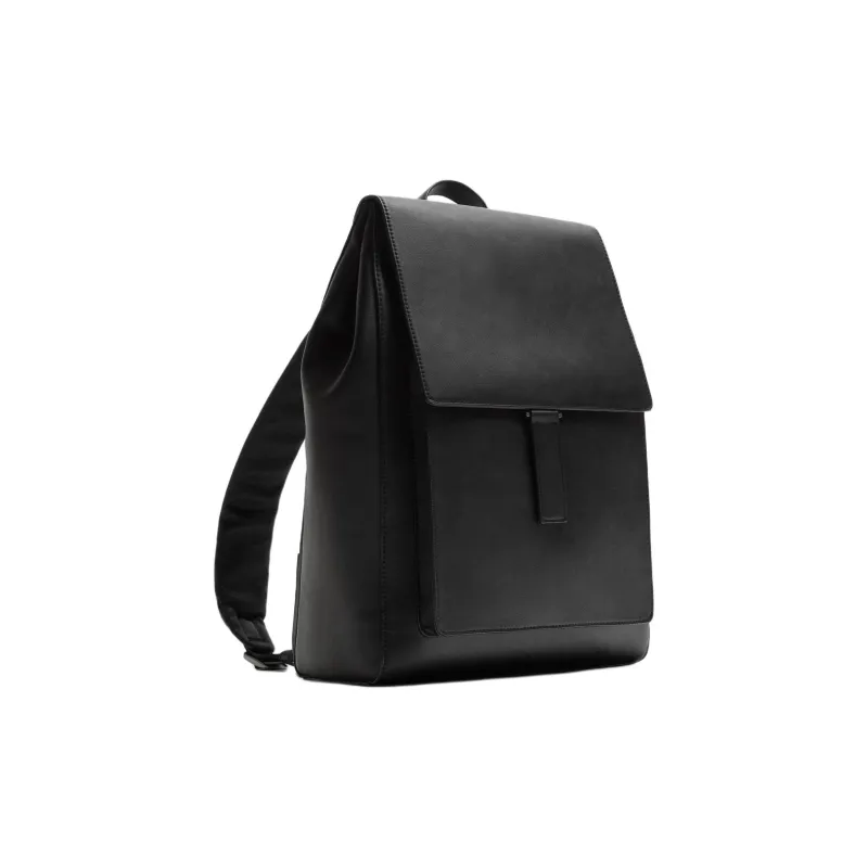 ZARA Polyurethane Backpack Large Size Men's Black-1