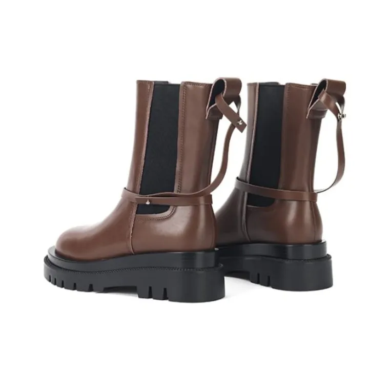 SATURDAY MODE Chelsea Boots Women's Red Brown/Black-1