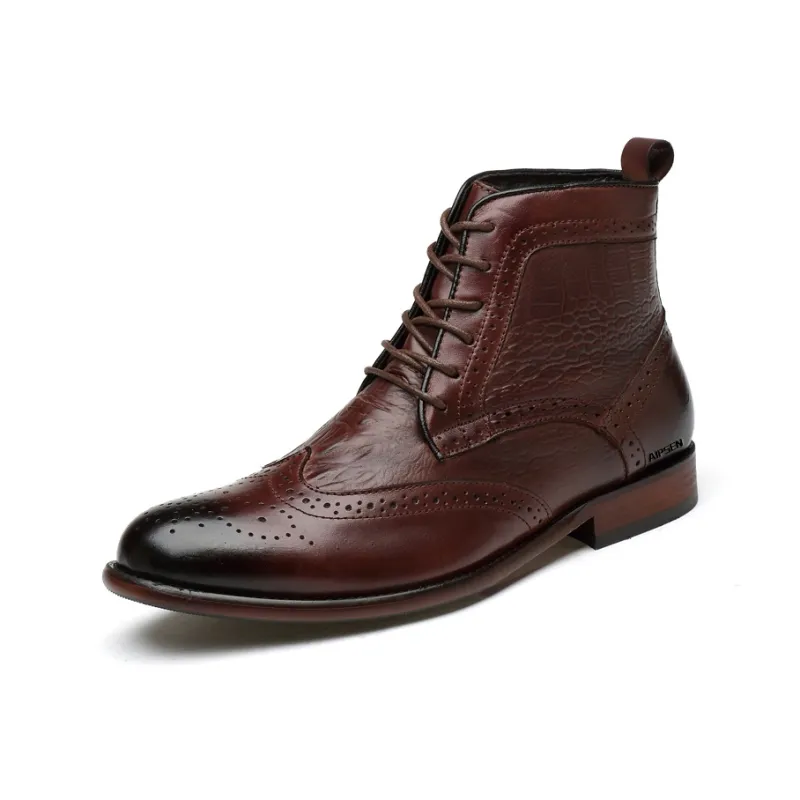 AIPSEN Short Martin Boot Men's Dark Brown-1
