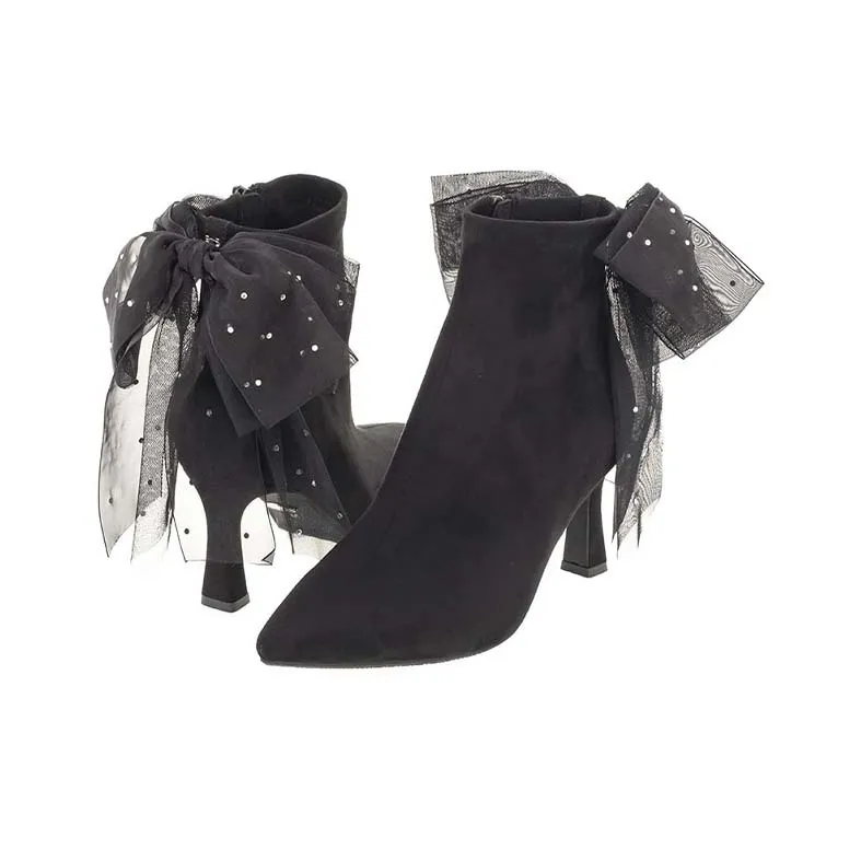 RANDA Cotton Ankle Boots 7.5cm Women's-1