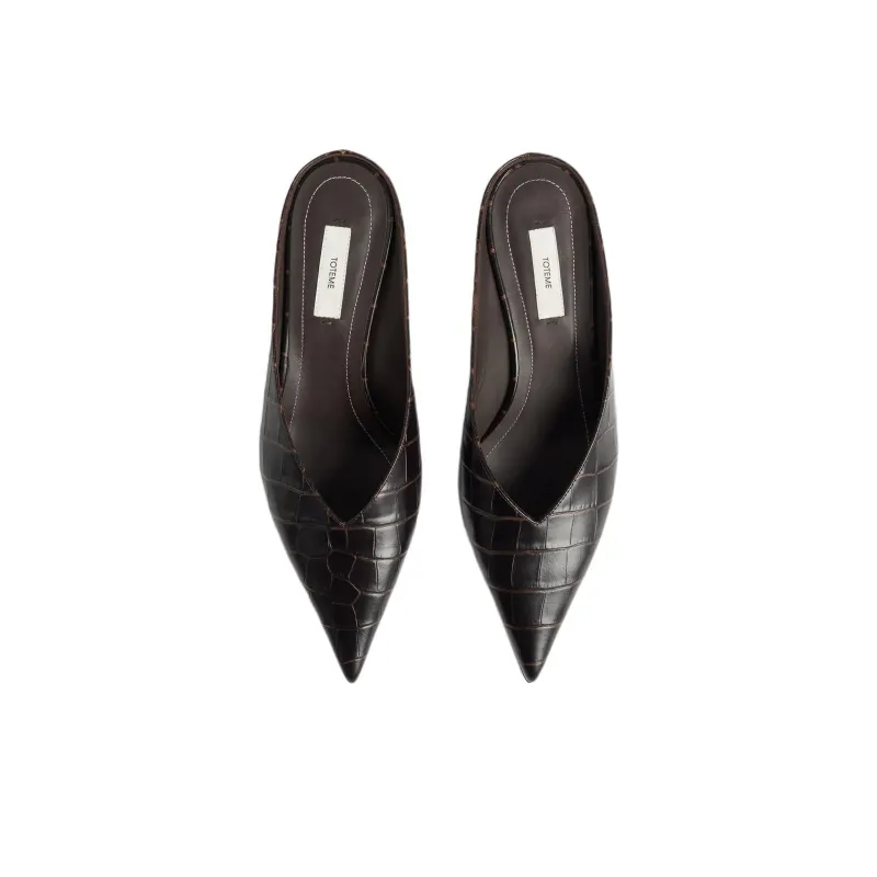 TOTEME Closed Toe Slippers 3.5cm Women's Dark Brown-2