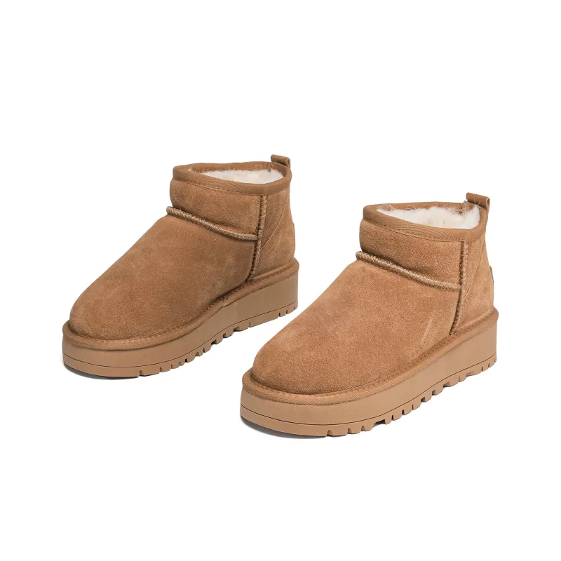 딩딩구스튜디오 Warm Wear-Resistant Height Increasing Slip-Resistant Short Snow Boots Women's Chestnut-2