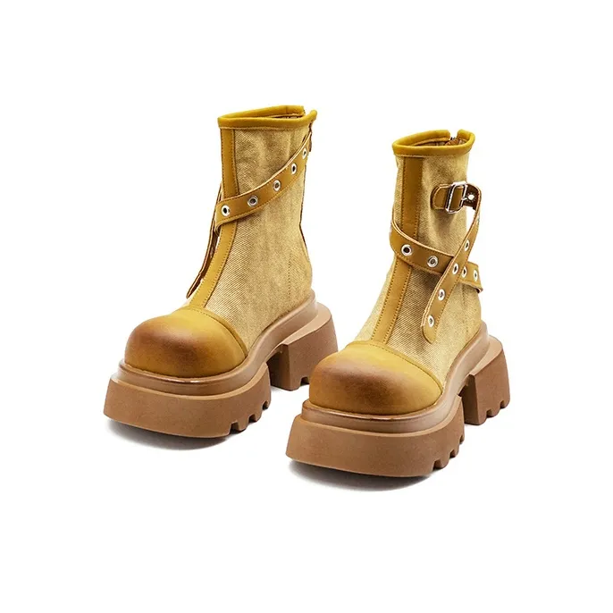 Little Sue Niche Design, Trendy Versatile, Vintage, Biker Boots Ankle Boots Women's-1