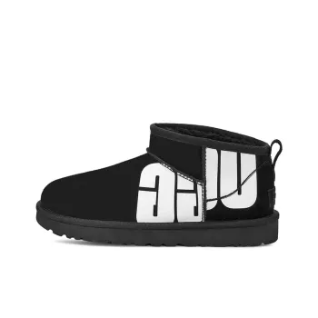 UGG Classic Ultra Mini Broken Logo 'Black White' Women's