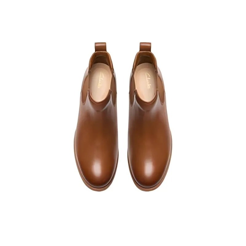 Clarks Short Chelsea Boots Women's Brown-4