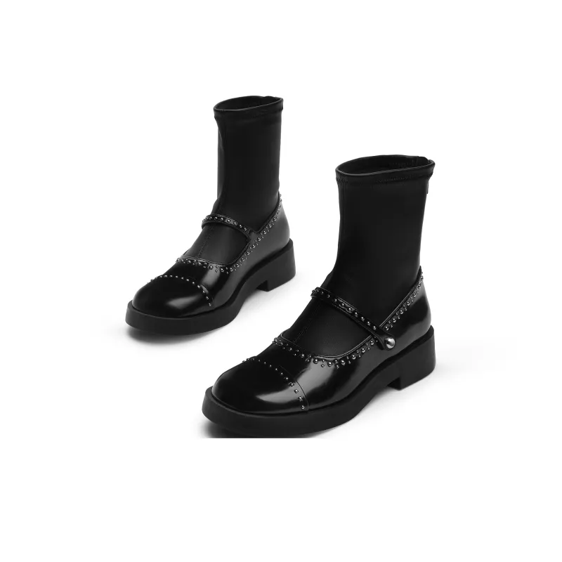CHARLES&KEITH Small Ck Ankle Boots 3.8cm Women's Black-1