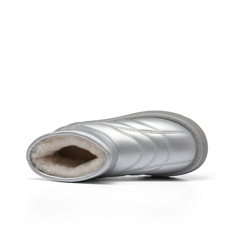 Warrior Warm Anti Slip And Wear Resistant Short Snow Boots Women's Silver-2