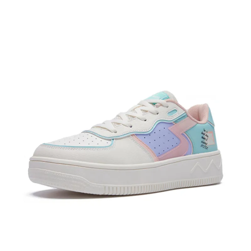 361° Deconstruction Slip Resistant Lightweight Breathable Low Top Skateboard Shoes Women's White Cyan-1