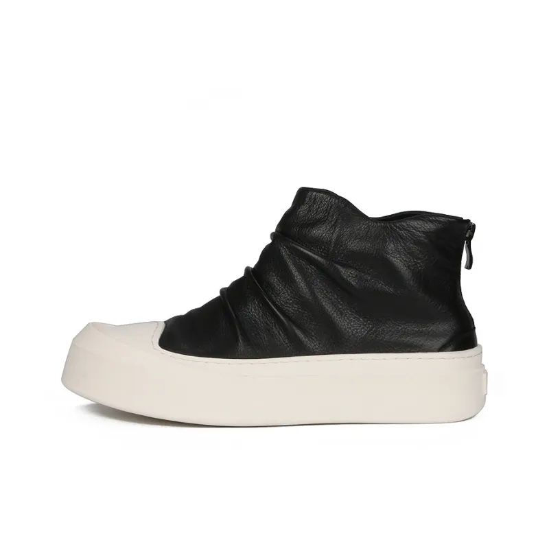 Thai Points Ankle Boots Medium Heel Men's Black-0
