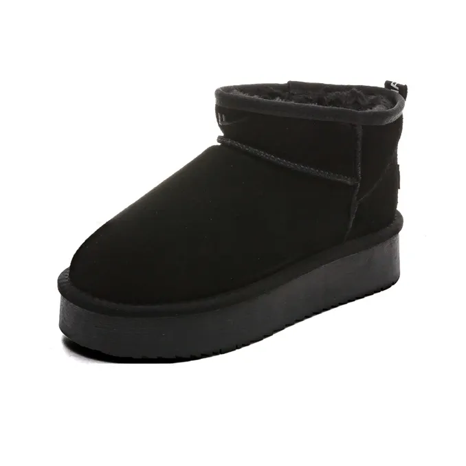 Warrior Wear Resistant Slip Resistant Short Snow Boots Unisex Black-1