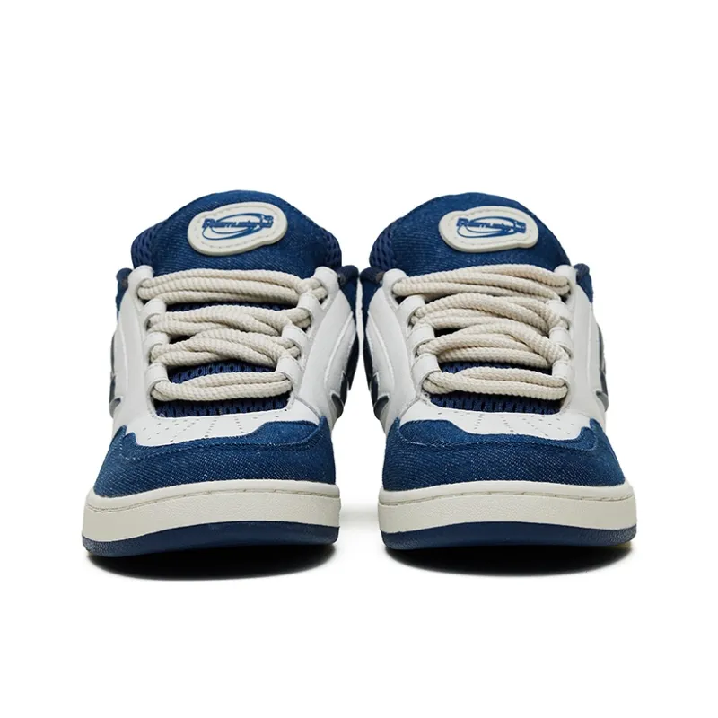 REEMUSTERED Abrasion Resistant Cushioning Low Top Skateboard Shoes Unisex Denim Blue-2