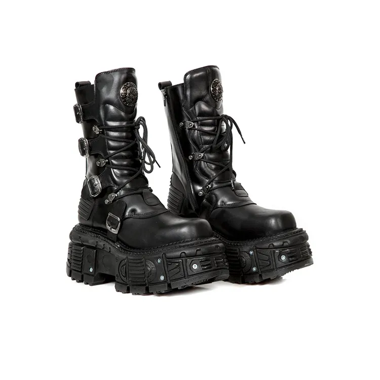 NEW ROCK Ankle Boots Unisex Black-2
