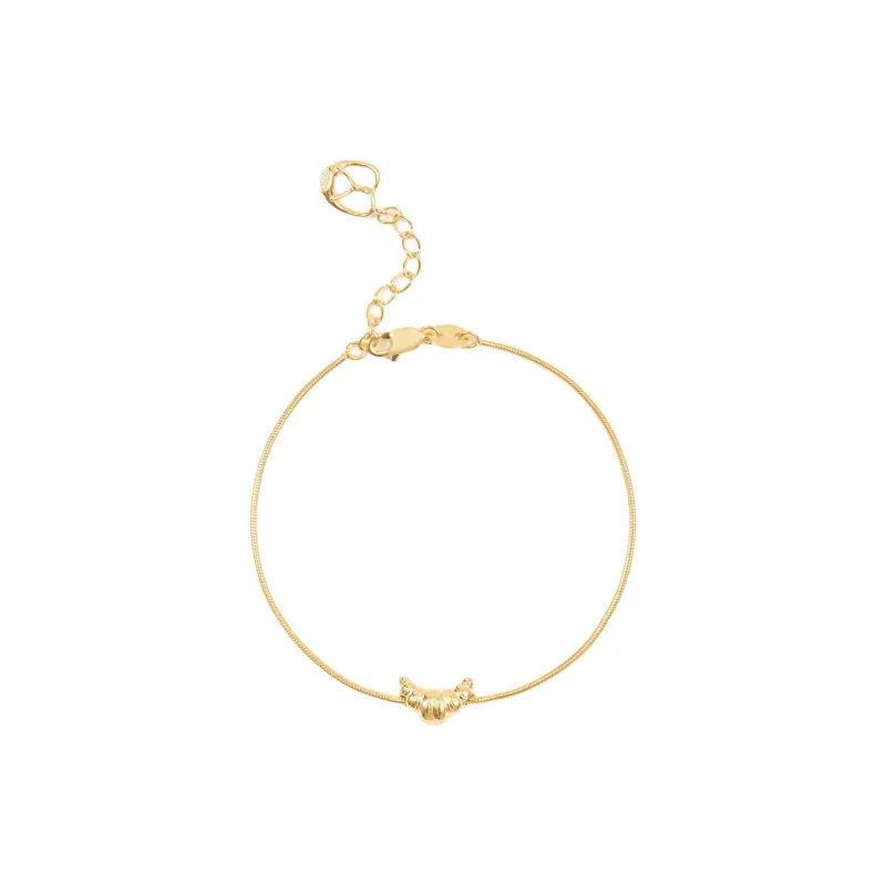 ALFIR 925 Sterling Silver Croissant Bag/Baguette/Brioche Bracelet Gold/Silver Unisex-0