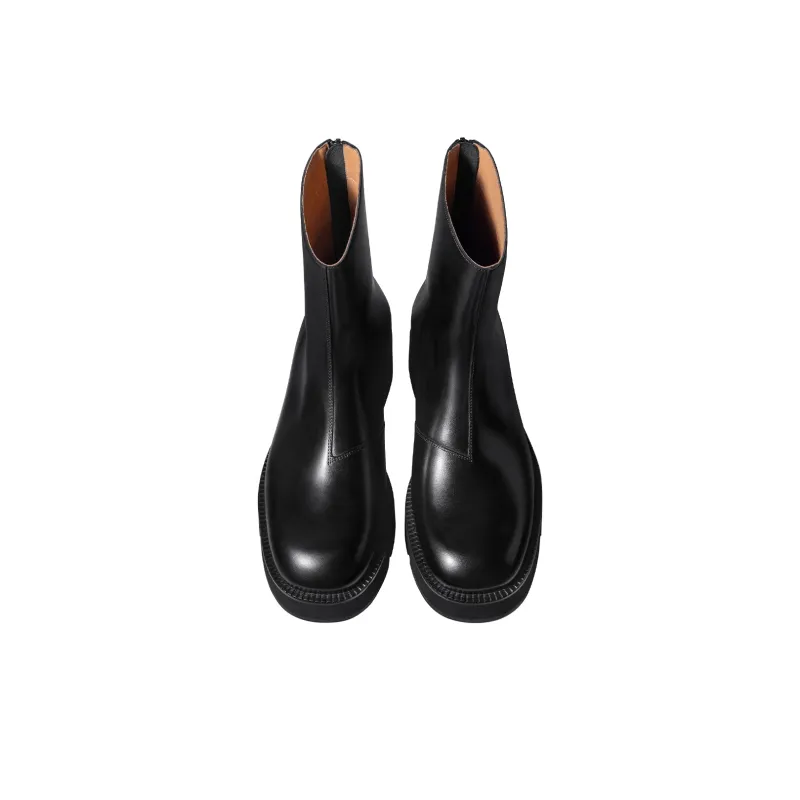 THOM WILLS British Style Fashion Versatile Casual Chelsea Leather Boots Ankle Boots Men's Black-2