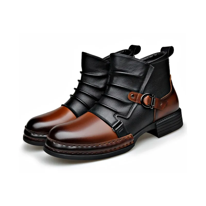 Xiwencha Ankle Boots Medium Heel Men's-3