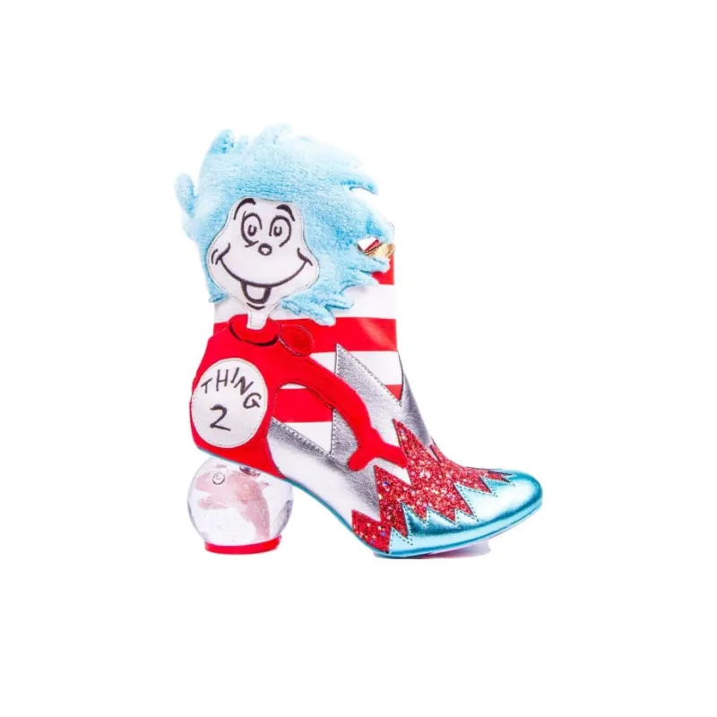 Dr Seuss x IRREGULAR CHOICE Up Up Up With A Fish Ankle Boots 6.7cm Women's Red White Blue-1