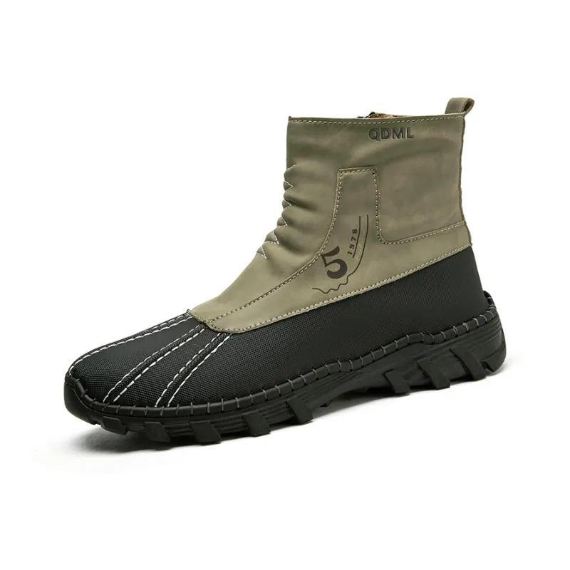 Qiandongmeili Ankle Boots Men Black/Khaki/Gray-20