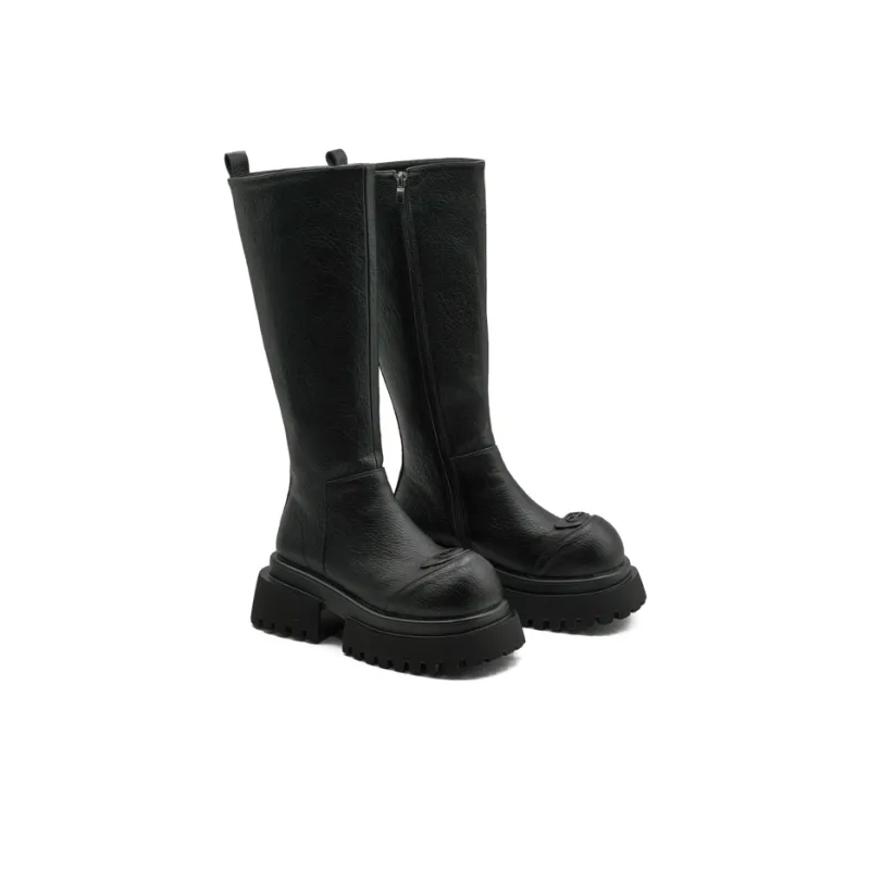 Little Sue Niche Design Trendy Versatile British Style Letter Hot Girl Slimming Knight Boots Knee-high Boots Women's-14