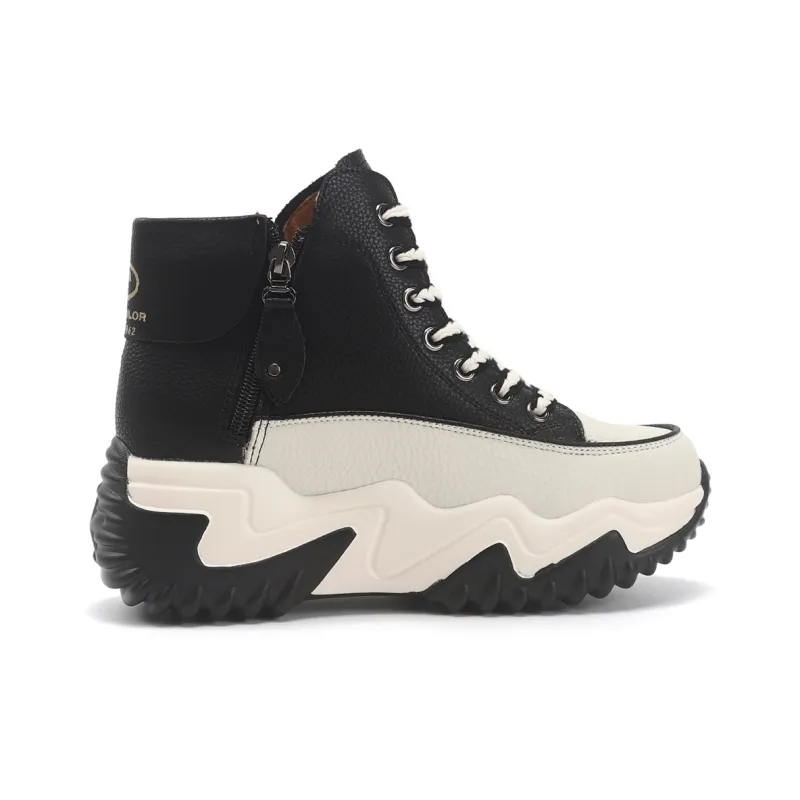 TOM TAILOR Black White Chifeng High Top Boots Thermal Abrasion Resistant Height Increasing Short Snow Boots Women's-7