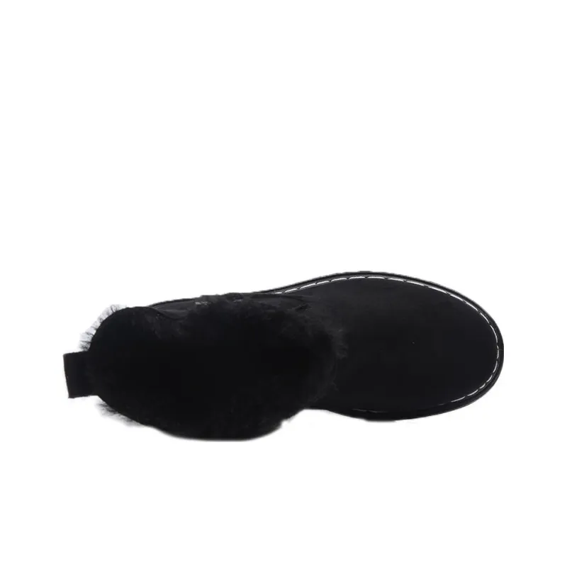 Warrior Warm Wear Resistant Height Increasing Slip Resistant Short Snow Boots Women's Black-2
