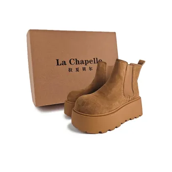 La Chapelle British Style Platform Height Increasing Yellow Boots Short Chelsea Boots 7ｃｍ Women's