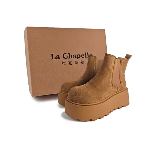 La Chapelle British Style Platform Height Increasing Yellow Boots Short Chelsea Boots 7ｃｍ Women's