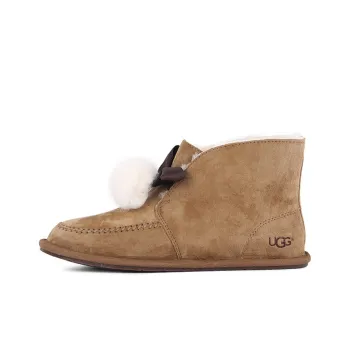 UGG Kallen Suede Moc Toe Pom Pom Slipper 'Chestnut' Women's