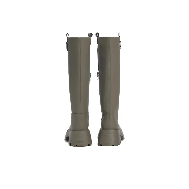 URBAN REVIVO Knee high Boots Women's Black/Green Khaki-1