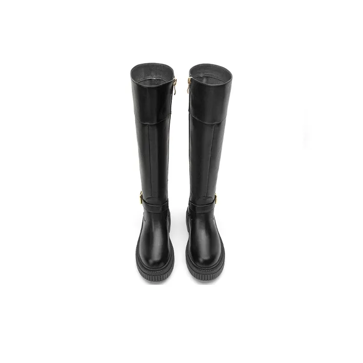 TOOMANYSHOES Knee high Boots Women's Black/Yellow-9