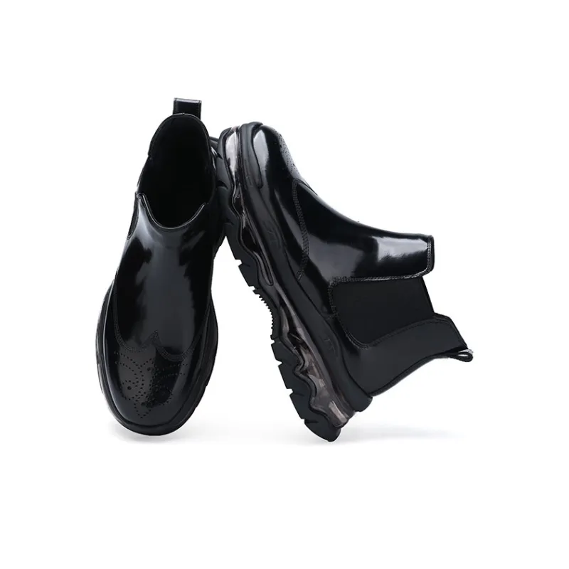 U7 Short Mid Calf Chelsea Boots Men's Black-1