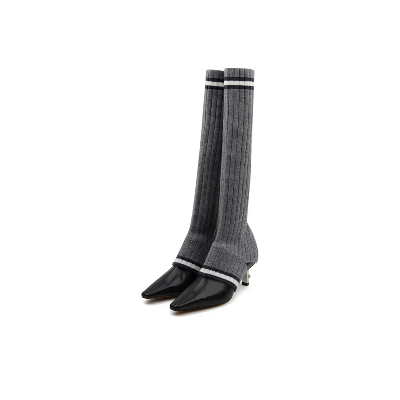 CALVINLUO Spring And Summer Collection Knee-high Boots 6cm Women's-4