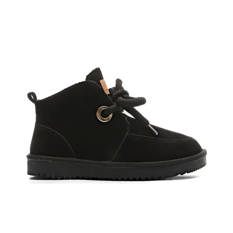 Warrior Warm Wear Resistant Slip Resistant Short Snow Boots Women's Black-1