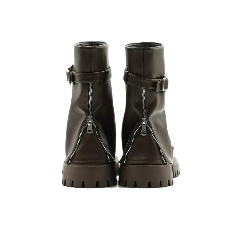 Little Sue Trendy Versatile Fashion, British Style, Chunky Derby Foldover Boots Fleece Lined Ankle Boots Women's-22