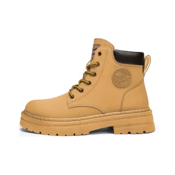 Warrior British Style Classic Yellow Boots Graffiti Suede Martin Boot Unisex