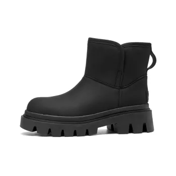 Beau Today Synthetic Leather Warm Crew Snow Boots Women's