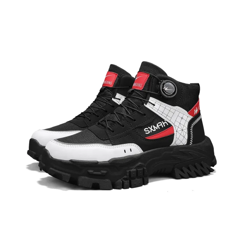Binary Short Mid Calf Martin Boot Men's Black White-3
